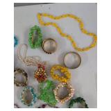 Vintage Costume Jewelry Lot w Austrian Cowhide Manicure Set