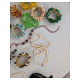 Vintage Costume Jewelry Lot w Austrian Cowhide Manicure Set