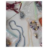 Vintage Costume Jewelry Lot w Austrian Cowhide Manicure Set