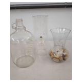 Vintage Clear Glass Decor Lot Jug Vase Hurricane Oil Lamp Insert