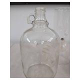Vintage Clear Glass Decor Lot Jug Vase Hurricane Oil Lamp Insert