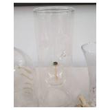 Vintage Clear Glass Decor Lot Jug Vase Hurricane Oil Lamp Insert