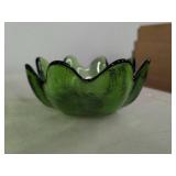 Lot of Assorted Art Glass Bowls & Candle Holder Green Mexican Glass