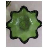Lot of Assorted Art Glass Bowls & Candle Holder Green Mexican Glass