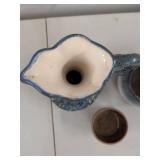 Studio Pottery Vase Bowl & Cup Lot Blue Drip Glaze Handmade Ceramic