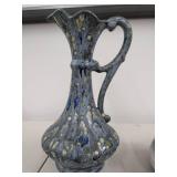 Studio Pottery Vase Bowl & Cup Lot Blue Drip Glaze Handmade Ceramic