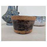 Studio Pottery Vase Bowl & Cup Lot Blue Drip Glaze Handmade Ceramic