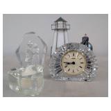Lot of Assorted Art Glass Decor Stauer Clock Lighthouse Candle Holder