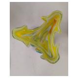 Vintage Art Glass Vase Group Freeform Swirl Yellow Blue Opaline