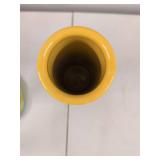 Vintage Art Glass Vase Group Freeform Swirl Yellow Blue Opaline
