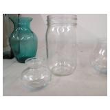 Mixed Glassware Lot Coca-Cola Bottles Mason Jars & Bud Vases