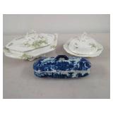 Antique Covered Porcelain Serving Dishes Johnson Bros Transferware Lot