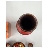 Vintage Decor Lot Ceramic Vase Trinket Box Russian Painted Bowl Set