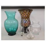 PartyLite Multi-Colored Hurricane Candle Holder, Assorted Decorative Glass Vases & Mosaic Candle Holder Home Decor