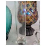 PartyLite Multi-Colored Hurricane Candle Holder, Assorted Decorative Glass Vases & Mosaic Candle Holder Home Decor