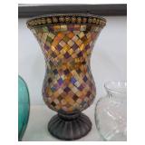PartyLite Multi-Colored Hurricane Candle Holder, Assorted Decorative Glass Vases & Mosaic Candle Holder Home Decor