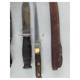 Vintage Hunting Knives w/ Leather Sheaths Schrade & Solingen