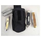 Wenger Knife Sheath & Assorted Pocket Knives Multi-Tool Lot