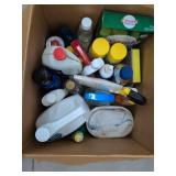 Box Lot of Assorted Household Cleaners Adhesives Laundry Care