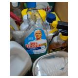 Box Lot of Assorted Household Cleaners Adhesives Laundry Care