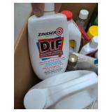 Box Lot of Assorted Household Cleaners Adhesives Laundry Care