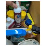Box Lot of Assorted Household Cleaners Adhesives Laundry Care
