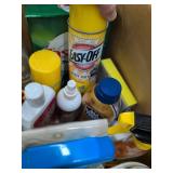 Box Lot of Assorted Household Cleaners Adhesives Laundry Care