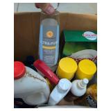 Box Lot of Assorted Household Cleaners Adhesives Laundry Care