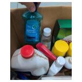 Box Lot of Assorted Household Cleaners Adhesives Laundry Care