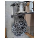 Portable Hose Reel Cart with Gray Garden Hose Outdoor Yard Watering Set