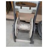 Portable Hose Reel Cart with Gray Garden Hose Outdoor Yard Watering Set