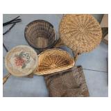 Vintage Wicker Decor Lot Stool Basket Stand Wall Pocket Throw