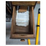 Vintage Singer Oak Treadle Sewing Cabinet w/ Cast Iron Base & Supplies
