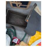Box Lot of Assorted Hand Tools, Rope, Hardware & Shop Supplies