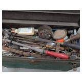 Vintage Green Metal Machinist Toolbox with Assorted Tools & Hardware