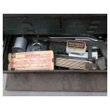 Vintage Green Metal Machinist Toolbox with Assorted Tools & Hardware