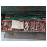 Vintage Green Metal Machinist Toolbox with Assorted Tools & Hardware