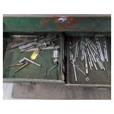 Vintage Green Metal Machinist Toolbox with Assorted Tools & Hardware