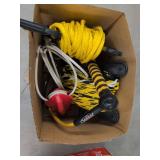 Box Lot of Assorted Tow Ropes Handles & Duraflame Firestart Sticks