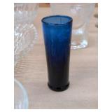 Vintage Assorted Glassware Lot Etched Stem Goblets Bowls Cobalt Glass