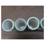 Set of 6 Ceramic Tiki Mugs Green & Yellow Glaze Barware Cups