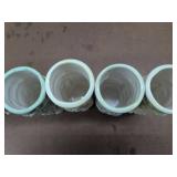 Set of 6 Ceramic Tiki Mugs Green & Yellow Glaze Barware Cups
