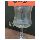 Vintage Etched Sailing Ship Decanter & Cordial Glasses Barware Set