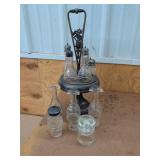 Antique Silverplate Cruet Castor Set w Extra Glass Bottles Jar