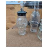 Antique Silverplate Cruet Castor Set w Extra Glass Bottles Jar