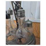 Antique Silverplate Cruet Castor Set w Extra Glass Bottles Jar