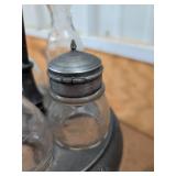 Antique Silverplate Cruet Castor Set w Extra Glass Bottles Jar
