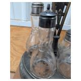 Antique Silverplate Cruet Castor Set w Extra Glass Bottles Jar