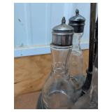 Antique Silverplate Cruet Castor Set w Extra Glass Bottles Jar
