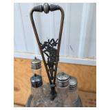 Antique Silverplate Cruet Castor Set w Extra Glass Bottles Jar